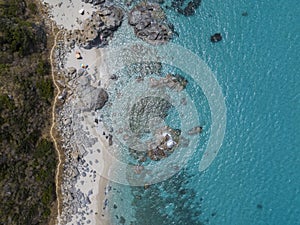 Paradise of the sub, beach with promontory overlooking the sea. Zambrone, Calabria, Italy. Aerial view