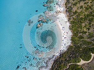 Paradise of the sub, beach with promontory overlooking the sea. Zambrone, Calabria, Italy. Aerial view