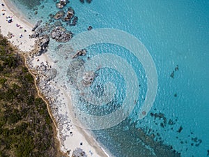 Paradise of the sub, beach with promontory overlooking the sea. Zambrone, Calabria, Italy. Aerial view