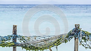 Paradise tropical beach on a island with clear blue turquoise water.