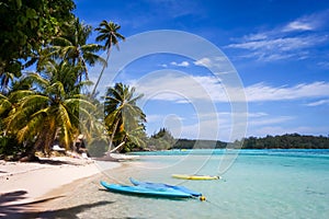 Paradise tropical beach and lagoon in Moorea Island