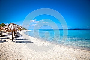 Paradiso sand beach on Akra Glarokavos, Greece.