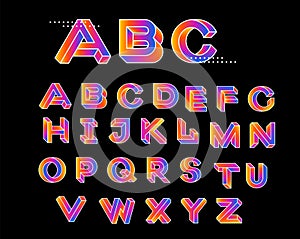 Paradox shape font. Impossible Letters. Set of vector letters constructed on the basis of paradox isometric view. Vector