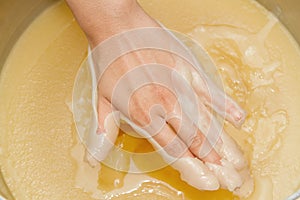 Paraffin hand bath , Spa hand treatment photo