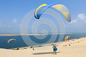 Paraglader takeoff, at dune of Pyla