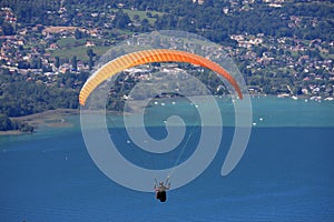 Paraglider above Lake Annecy