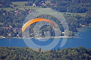 Paraglider above Lake Annecy