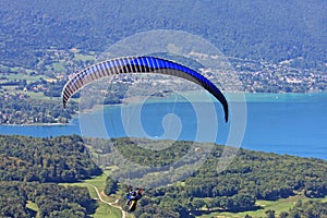 Paraglider above Lake Annecy