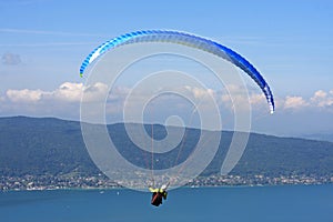 Paraglider above Lake Annecy