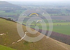 Paraglider above the Pewsey Vale at Golden Ball