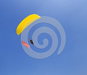 Paraglider with chinese flag