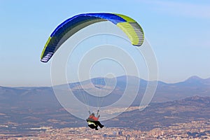 Paraglider flying from Padul in Spain