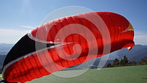 Paraglider getting ready to fly