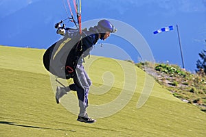 Paraglider launching