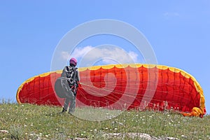 Paraglider launching wing