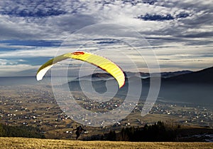 Paraglider launching wing