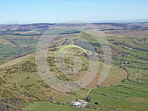 Paraglider at Mam Tor, Derbyshire Peak District