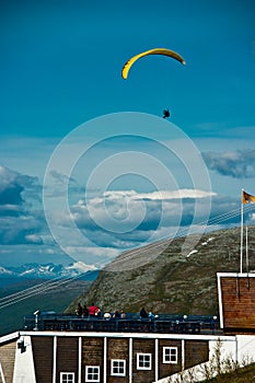 Paraglider in midair photo