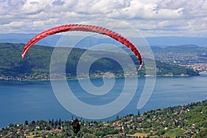 Paraglider over Lake Annecy