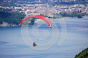 Paraglider over Lake Annecy