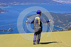 Paraglider over Lake Annecy