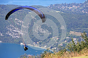 Paraglider over Lake Annecy