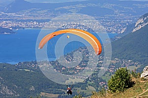 Paraglider over Lake Annecy