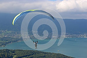 Paraglider over Lake Annecy