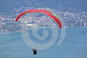 Paraglider over Lake Annecy