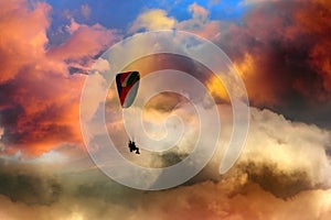 Paraglider over magic sky