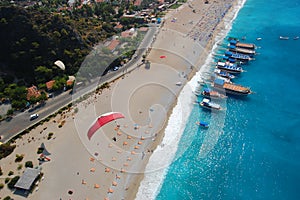Paraglider over Oludeniz beach, Turkey