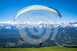 Paraglider at the start