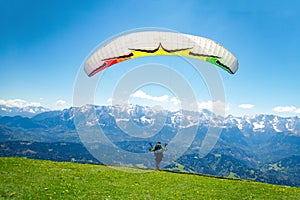 Paraglider at the start at the Wank
