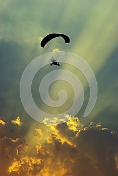 Paraglider in the sunset photo