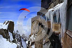 Paraglider switzerland landscape snow hobby extre