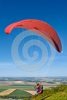 Paraglider taking off