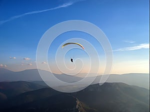 Paraglider in the twilight