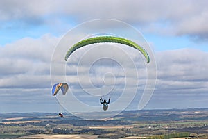 Paragliders flying at Combe Gibbet, England photo