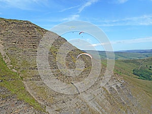 Paragliders at Mam Tor photo