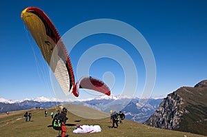 Paragliders at the top of Monte Baldo photo