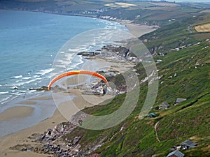 Paragliders at Whitsand Bay, Cornwall