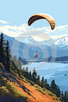 paragliding adventure in mountain landscape AI generated