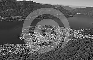 Ticino: Paragliding airshot from Locarno City and Ascona at Lake photo
