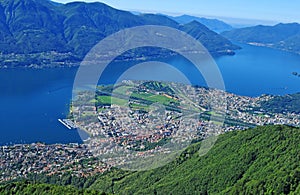 Paragliding airshot from Locarno City and Ascona at Lake photo