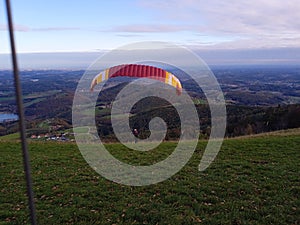 paragliding as adventure sport in summer