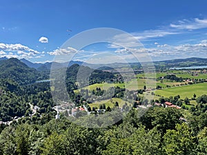 Paragliding in Bavarian landscape
