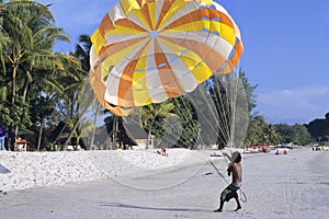 Paragliding on beach