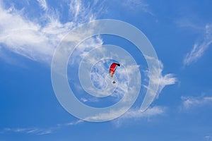 Paragliding extreme Sport with blue Sky and clouds