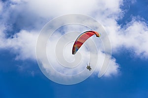 Paragliding extreme Sport with blue Sky and clouds