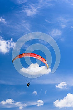 Paragliding extreme Sport with blue Sky and clouds